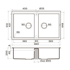 Кухонная мойка Omoikiri Kitagawa 86-2-GB Artceramic/графит