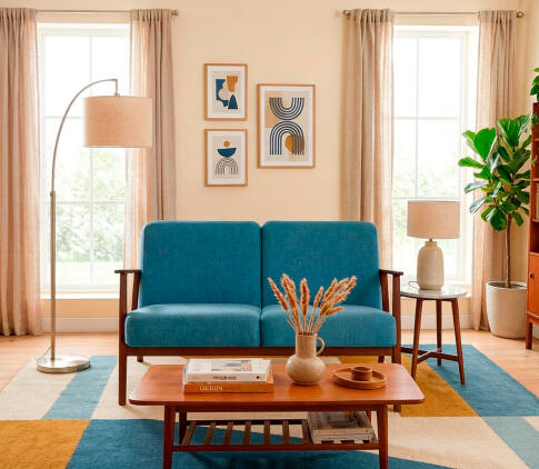 Диван HALMAR MILANO 2S tap. Castel 74 синий/орех