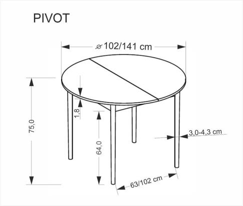 Стол обеденный HALMAR PIVOT кашемир/натуральный 102-142/102