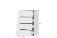 Комод NN Мебель (МС Токио) Белый текстурный, 4 ящ.