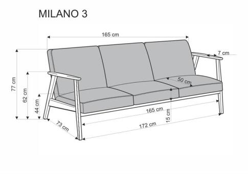Диван HALMAR MILANO 3S tap. Castel 39 оливковый/орех