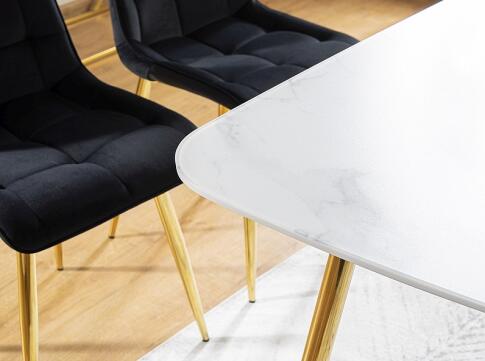 Стол обеденный SIGNAL CERES эффект белого мрамора/золотой 140/80