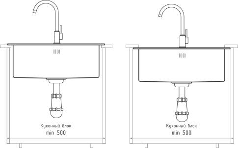 Кухонная мойка из нержавеющей стали GRANFEST METAL 4538 PVD графит