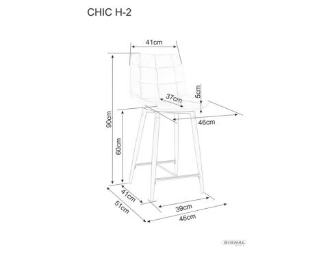 Стул барный SIGNAL CHIC H-2 Velvet Bluvel 14 серый/черный