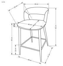 Стул барный HALMAR H114 серый/ореховый