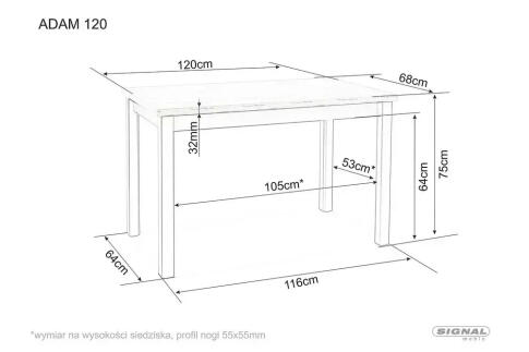 Стол обеденный SIGNAL ADAM дуб кремона/кашемир 120/68