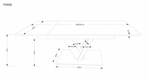 Стол обеденный HALMAR FANIS натуральный/черный 160-220/90
