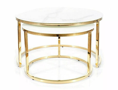 Комплект SIGNAL MUSE (2 стола журнальных) эффект белого мрамора/золотой