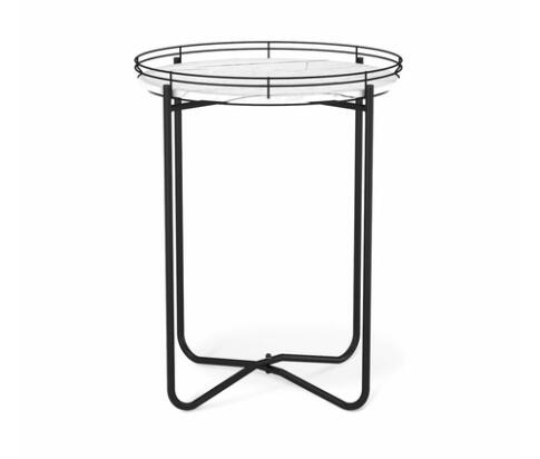 Стол журнальный Sheffilton SHT-CT20 артикул SHT-СЖ20 белый мрамор/черный муар