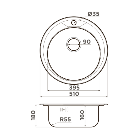 Кухонная мойка из нержавейки Omoikiri Asida 51-IN нержавеющая сталь