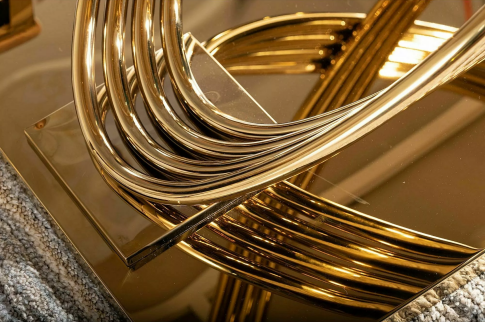 Стол обеденный SIGNAL HERMES эффект белого мрамора/золотой 160/90