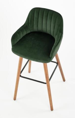 Стул барный HALMAR H93 темно-зеленый/орех