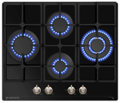 Варочная панель газовая MEFERI MGH604BK GLASS RETRO