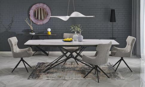 Стол обеденный HALMAR ALFREDO белый мрамор/черный 160-240/91