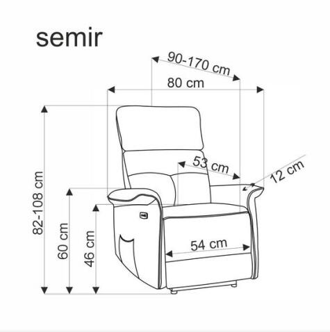 Кресло HALMAR SEMIR раскладное, корица