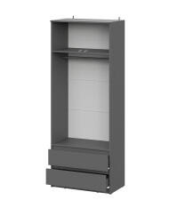 Шкаф NN Мебель (МС Денвер К) Серия 2 Графит серый, двухстворчатый с 2 ящ.