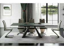 Стол обеденный SIGNAL SALVADORE Ceramic Ossido Verde бирюзовый/черный мат 160-240/90