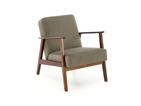 Кресло HALMAR MILANO 1S tap. Castel 39 оливковый/орех