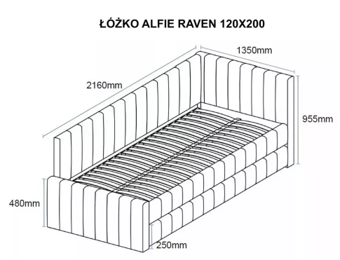 Кровать SIGNAL ALFIE Raven 30 темно-бежевый, 120/200