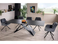 Стол обеденный SIGNAL WESTIN Ceramic Sahara Noir черный/черный мат 160-240/90 Стол обеденный SIGNAL WESTIN Ceramic Sahara Noir черный/черный мат 160-240/90