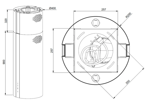 Вытяжка кухонная MEFERI TUBE40GOLD ISLA COMFORT PLUS