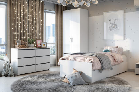 Комод NN Мебель (МС Токио) Белый текстурный, 6 ящ.