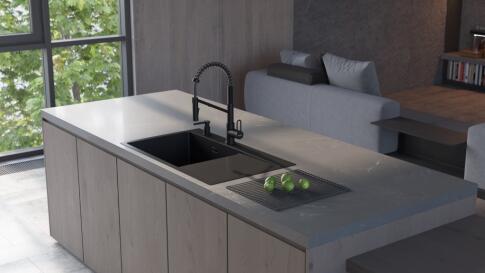 Кухонная мойка из нержавейки Omoikiri Akisame 86-GB-R Side графит