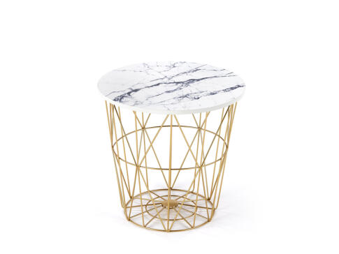 Стол журнальный HALMAR HARISSA G золотой/белый мрамор