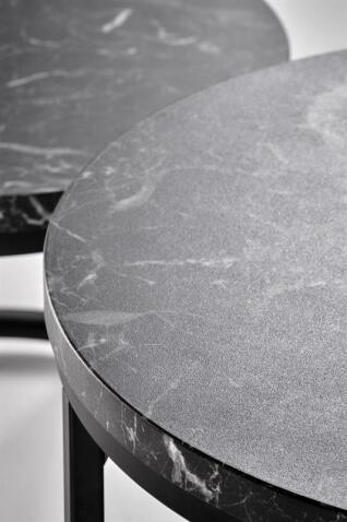 Комплект HALMAR OREO (2 стола журнальных) черный мрамор/черный