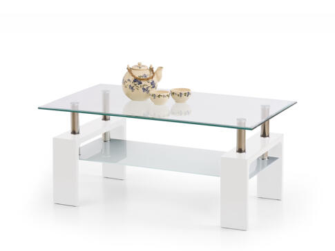 Стол журнальный HALMAR DIANA INTRO прозрачный/белый, 100/60/45