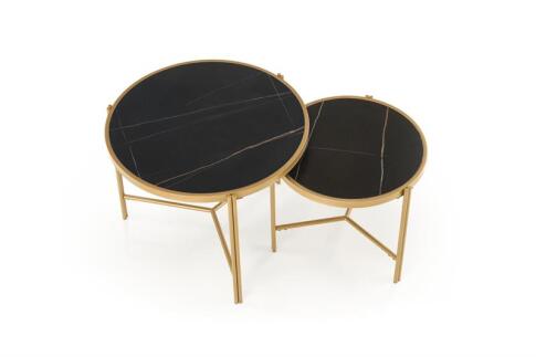 Комплект HALMAR FATIMA (2 стола журнальных) черный мрамор/золотой