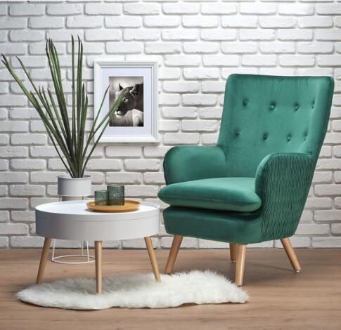 Кресло HALMAR RAVEL темно-зеленый/натуральный