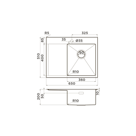 Кухонная мойка из нержавейки Omoikiri Akisame 65-LG-R светлое золото