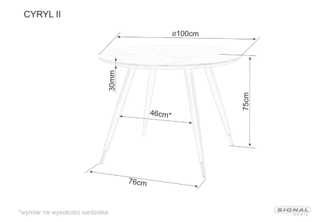 Стол обеденный SIGNAL CYRYL II эффект черного камня/черный/золотой 100