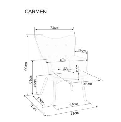 Кресло SIGNAL CARMEN Velvet Bluvel 68 карри/черный мат