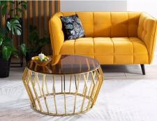 Стол журнальный SIGNAL ARIANA A дымчатый янтарь/золотой, d80