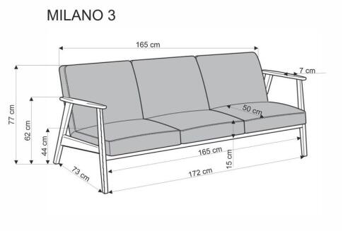 Диван HALMAR MILANO 3S tap. Castel 15 бежевый/орех