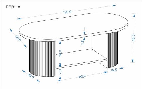 Стол журнальный HALMAR PERILA орех 120/60