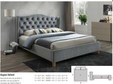 Кровать SIGNAL ASPEN Velvet Bluvel 14 серый/дуб 160/200