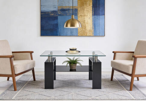 Стол журнальный HALMAR DIANA H прозрачный/черный, 110/60/55