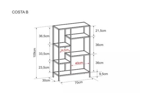 Стеллаж SIGNAL COSTA B черный 109/70