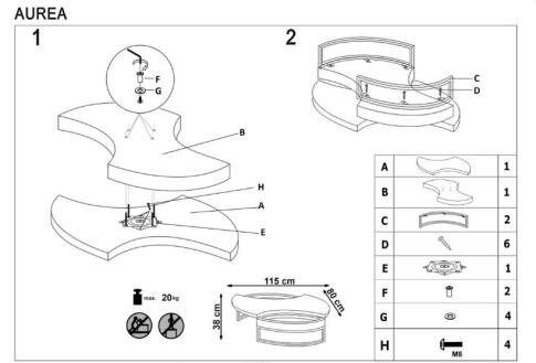Стол журнальный HALMAR AUREA белый/хром, 115/80/38