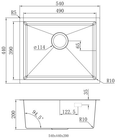 Кухонная мойка из нержавейки BLANTEK LS-5444S Brushed