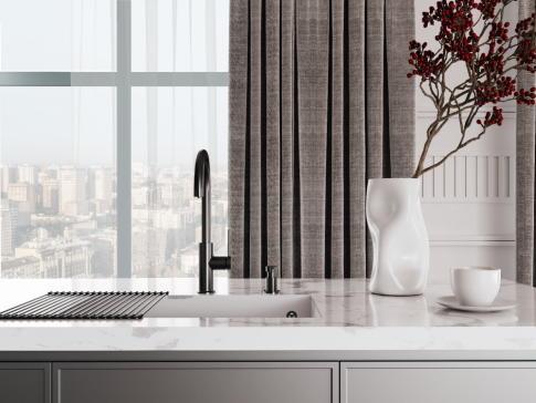 Смеситель для кухни Omoikiri Okawa 2 Plus-GM вороненая сталь