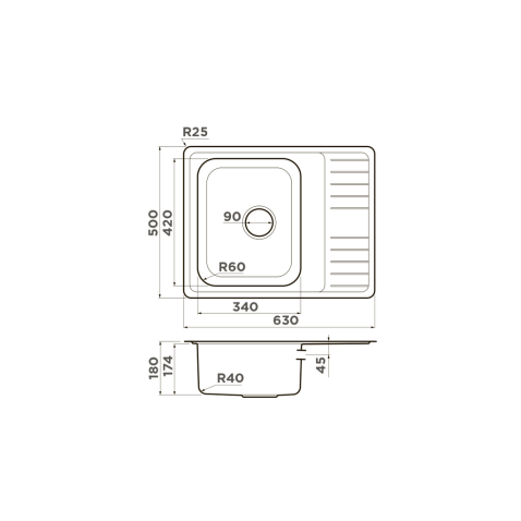 Кухонная мойка из нержавейки Omoikiri Sagami 63-IN нержавеющая сталь