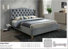 Кровать SIGNAL ASPEN Velvet Bluvel 14 серый/дуб 180/200