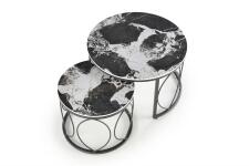 Комплект HALMAR ALEXANDRA (2 стола журнальных) черный мрамор/черный