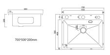 Мойка ARFEKA ECO AR 700*500 POP-UP SATIN