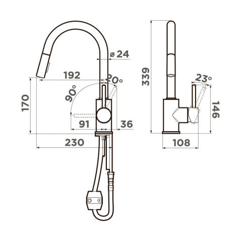 Смеситель для кухни Omoikiri Shinagawa-SB-BN нержавеющая сталь