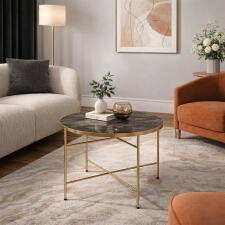Стол журнальный HALMAR ISABELLE темный мрамор/шампань, 60/45